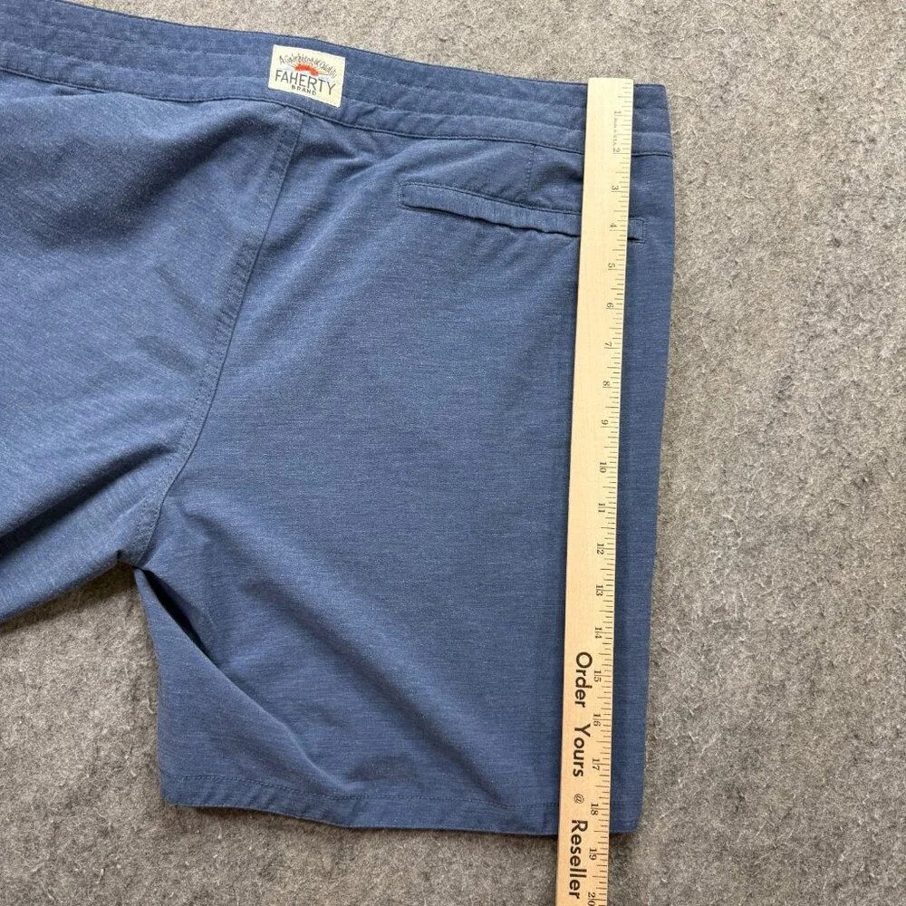 Faherty All Day Shorts Drawstring Men 36 Blue Stretch 7